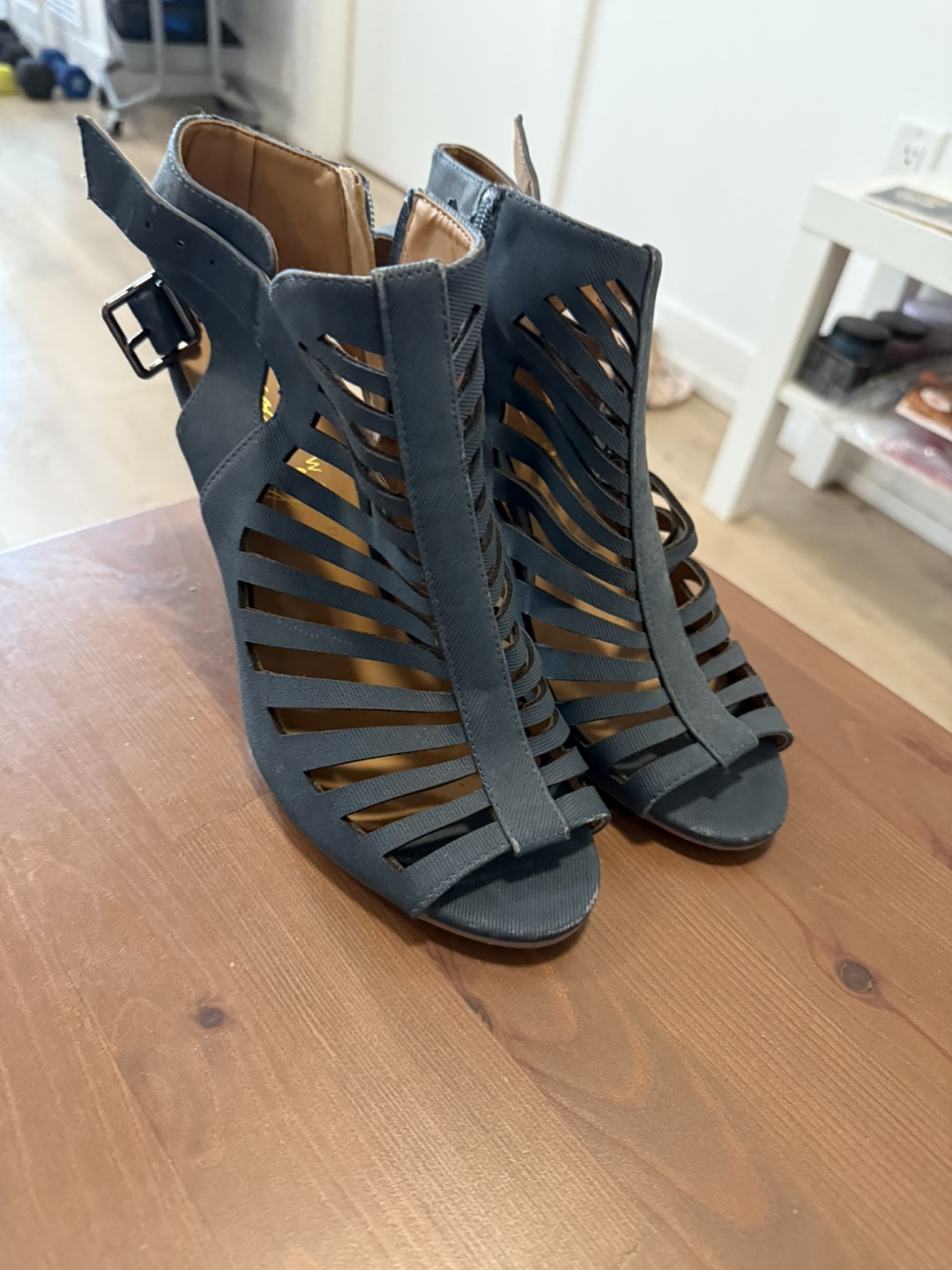 Blue Open-Toe Heeled Booties - photo 4