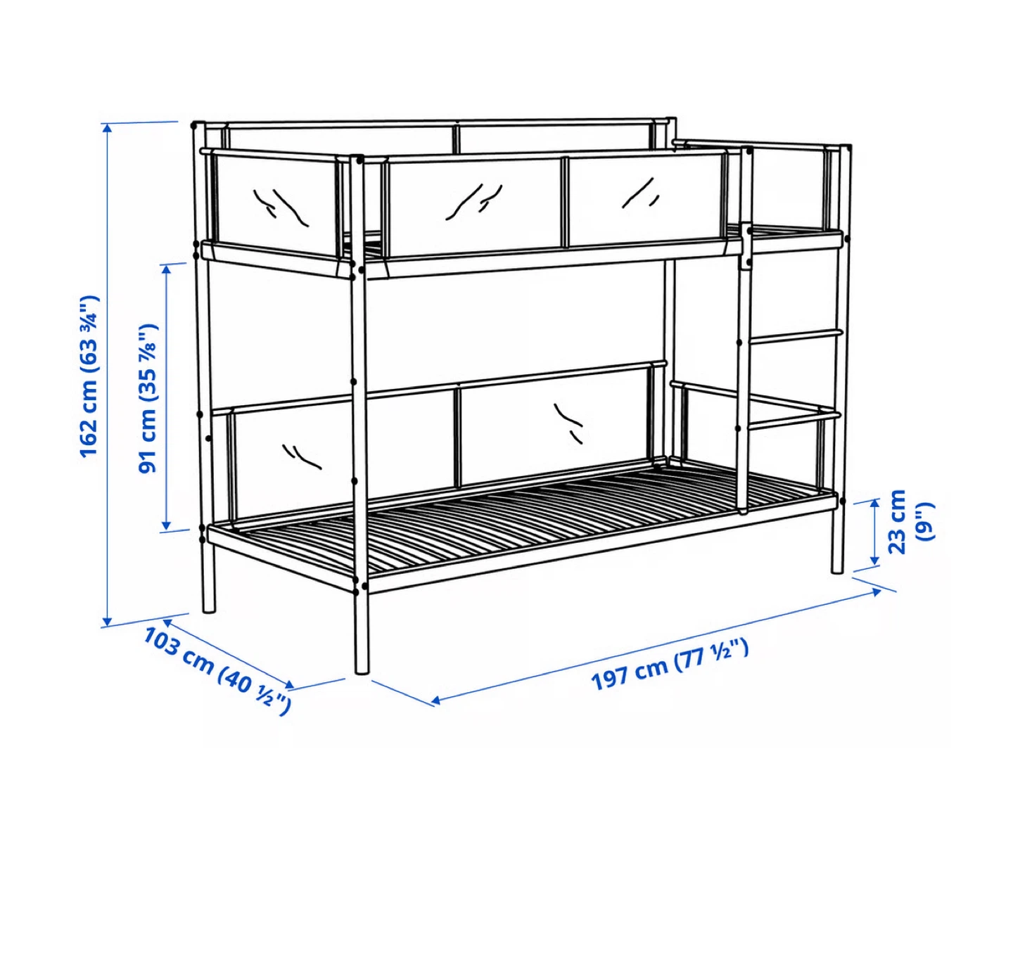 IKEA MYDAL Bunk Bed Frame - White/Grey + 2 matching Mattresses “ - photo 4