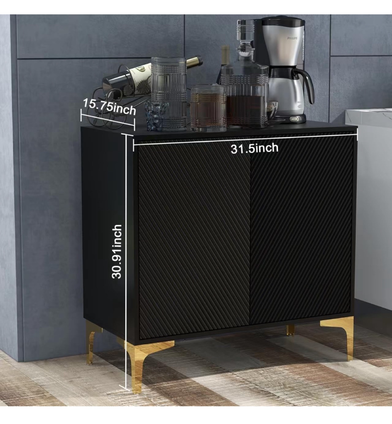 Black Cabinet with Gold Legs (set of two) - photo 5