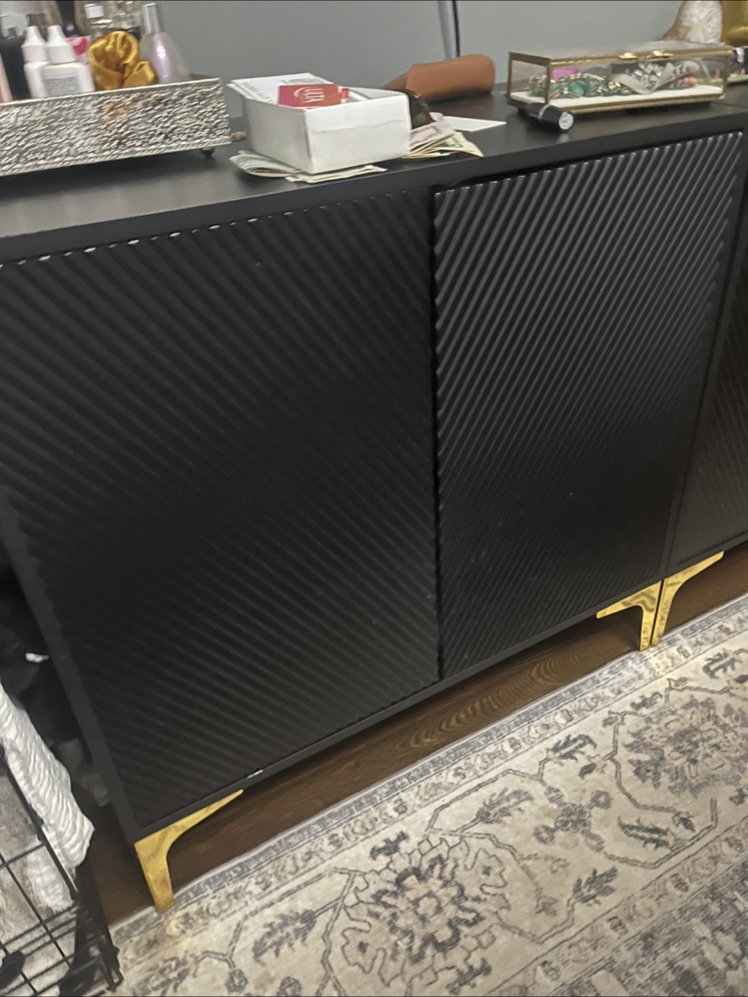 Black Cabinet with Gold Legs (set of two)