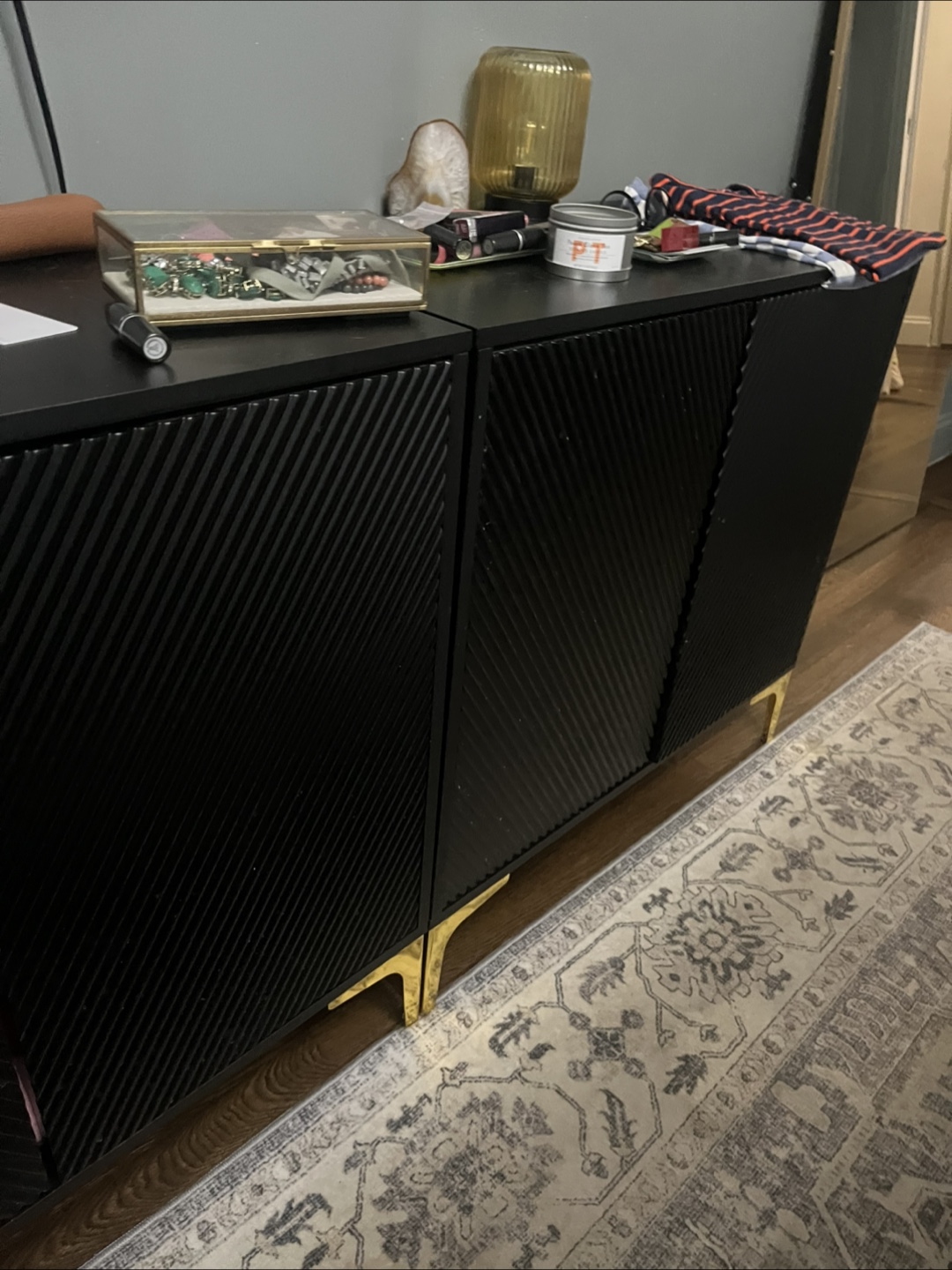 Black Cabinet with Gold Legs (set of two) - photo 2