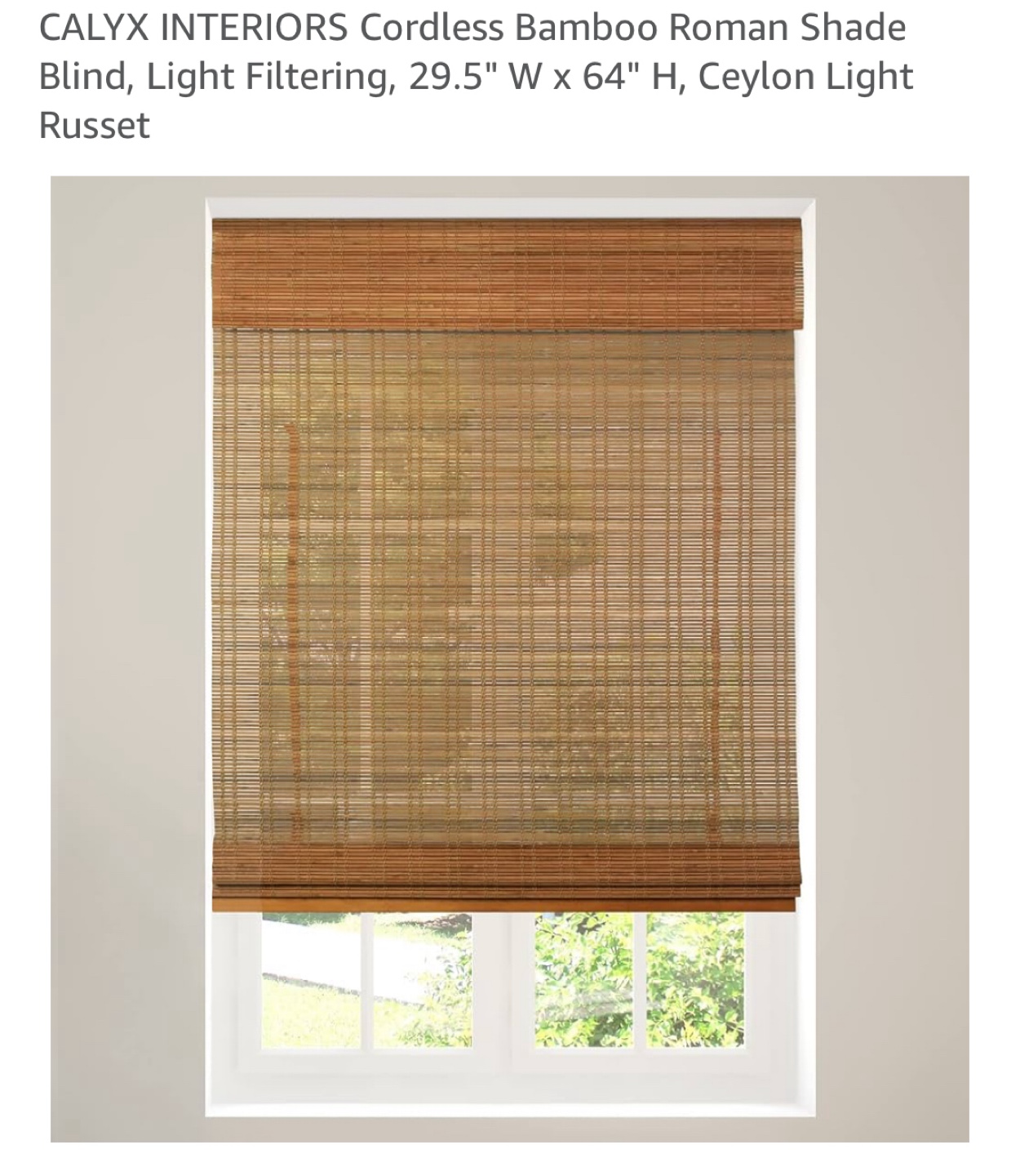 Bamboo Roman Shade 29.5" x 64" set of 2 - photo 2