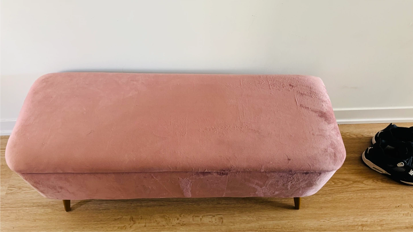 Pink Velvet Storage Ottoman Bench - photo 2