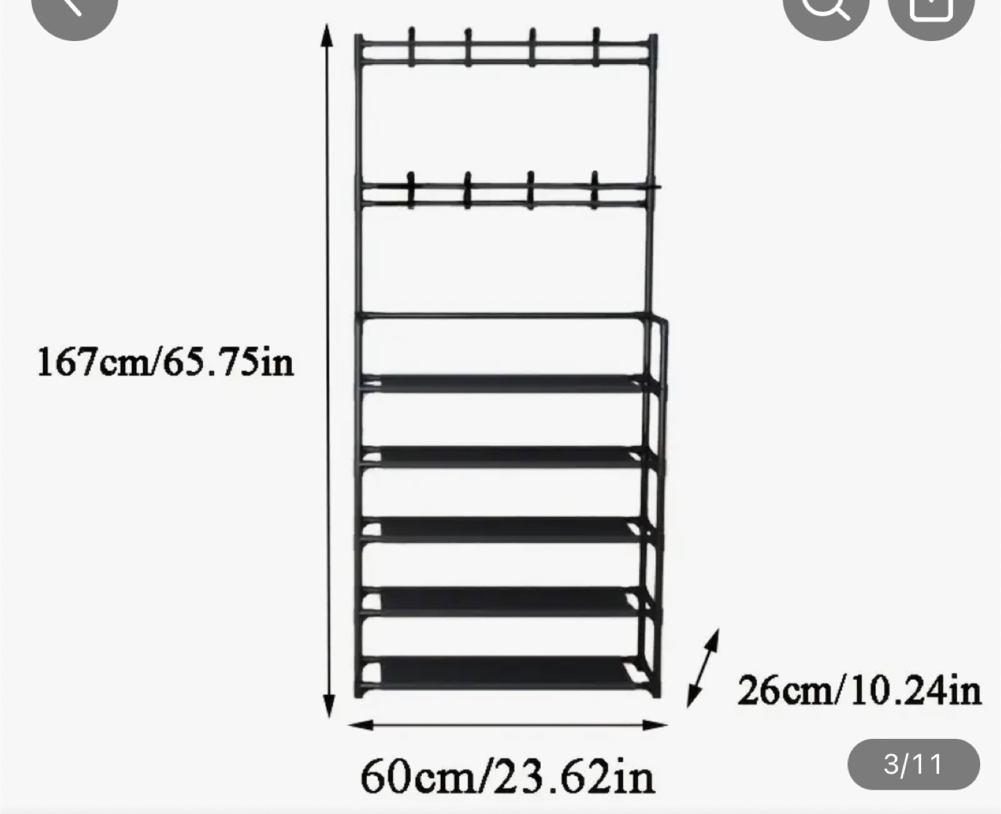 Black 5-Tier Shoe Rack with Hanging Rod - photo 5