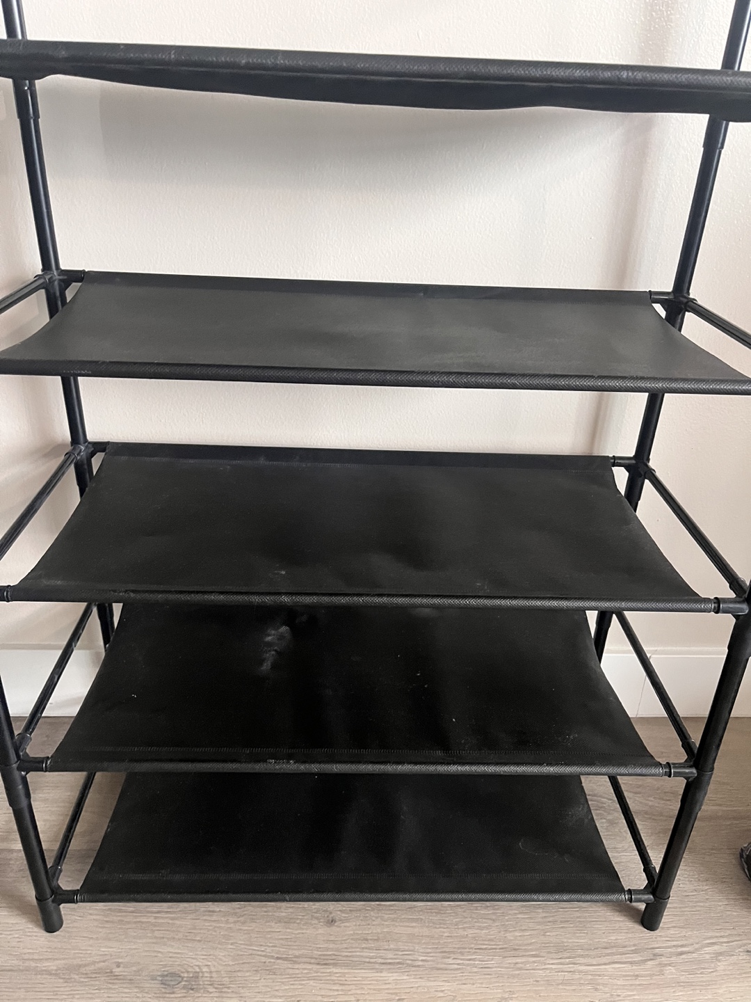 Black 5-Tier Shoe Rack with Hanging Rod - photo 2