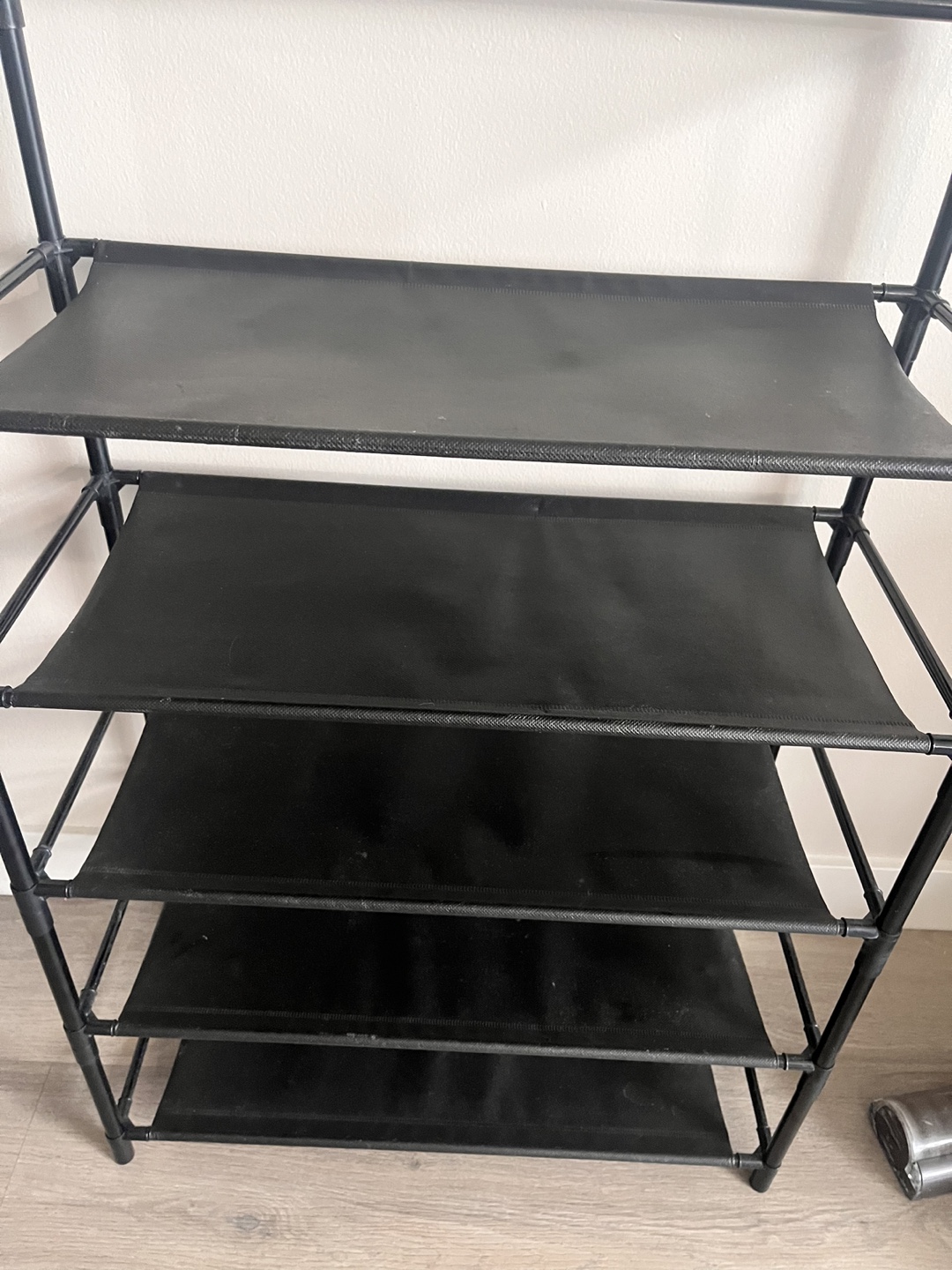 Black 5-Tier Shoe Rack with Hanging Rod - photo 3