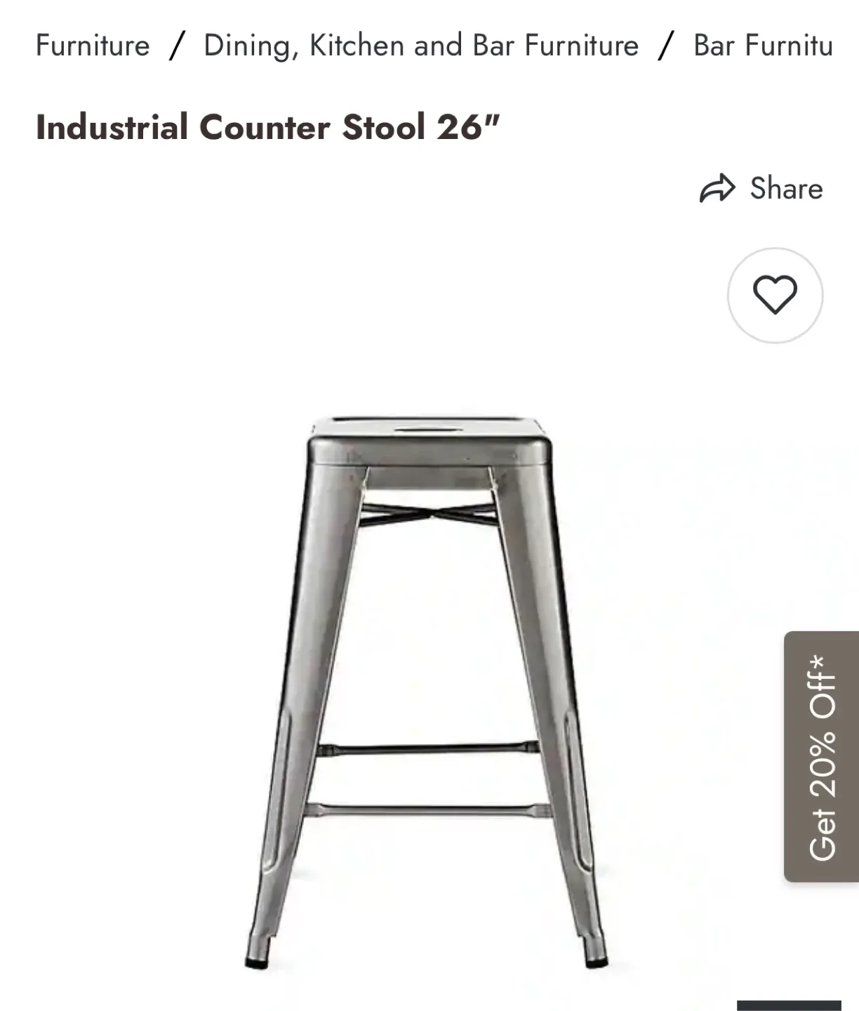 Metal Bar Stool one left thumbnail