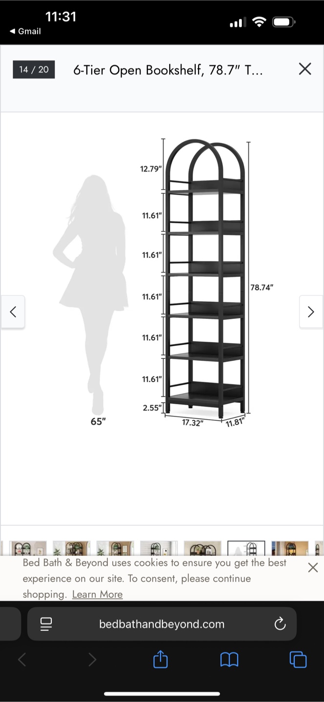 6-Tier Open Bookshelf - 78.7" Tall - photo 4