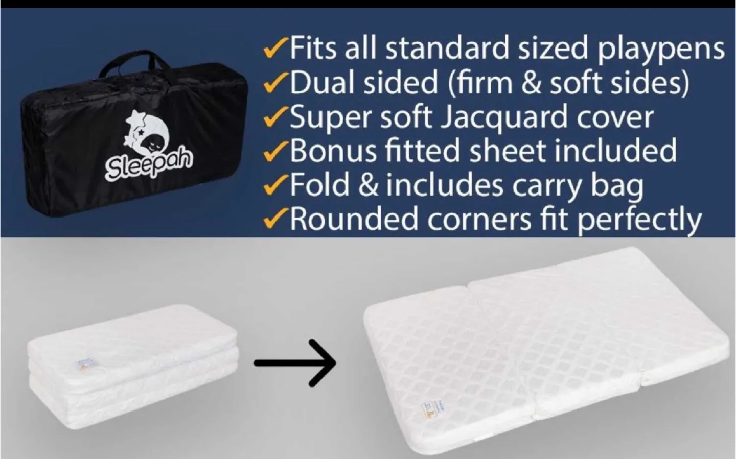 EUC-Sleeepah Foldable Playpen Mattress w/Carry Bag image indicator(2)