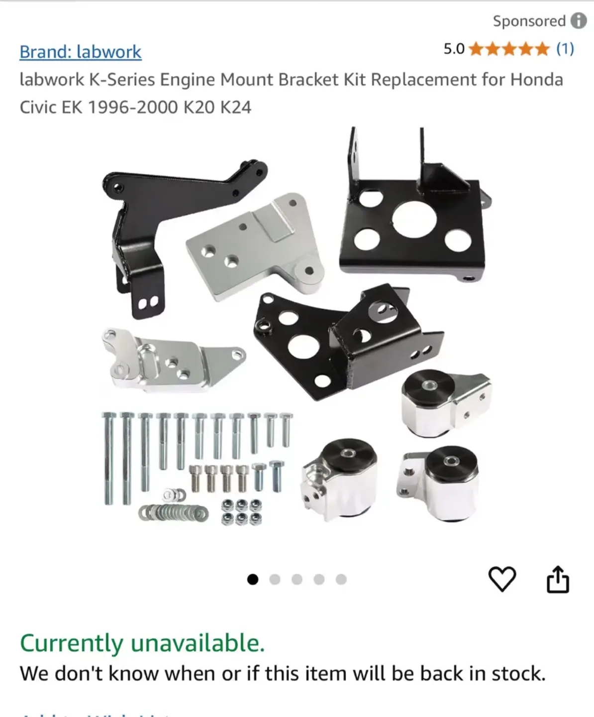 Labwork Honda K-Series Engine Mount Kit image indicator(2)