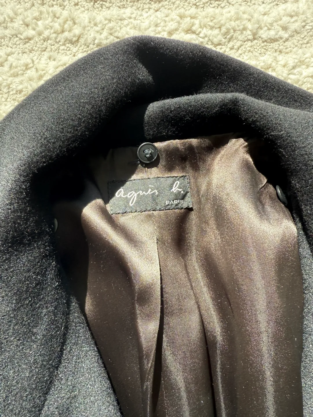 Agnès b. Paris Black Wool Blend Coat - Size 2 image indicator(2)