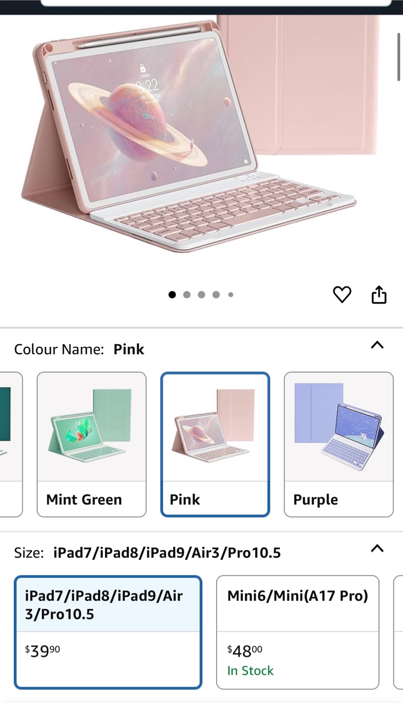 KMXDD Pink Keyboard Case for iPad 9th/8th/7th Gen - photo 2