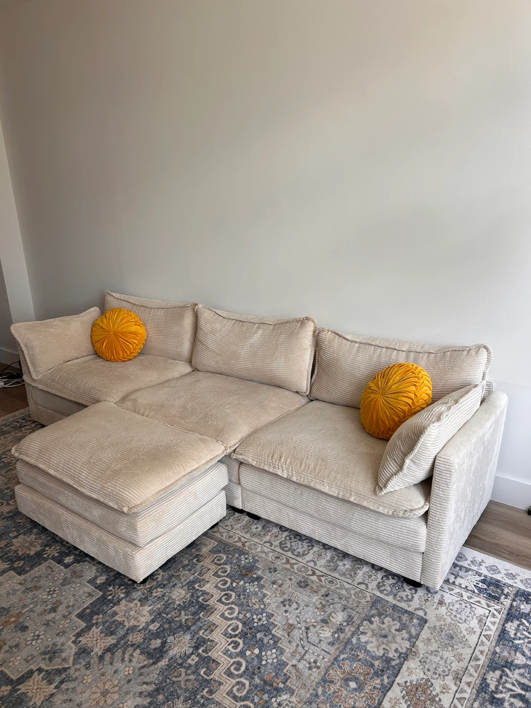 Modular Sectional Sofa - Corduroy Cream Color - photo 3
