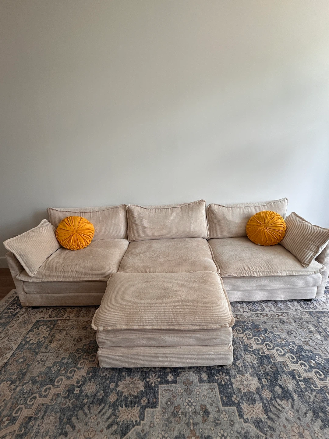 Modular Sectional Sofa - Corduroy Cream Color
