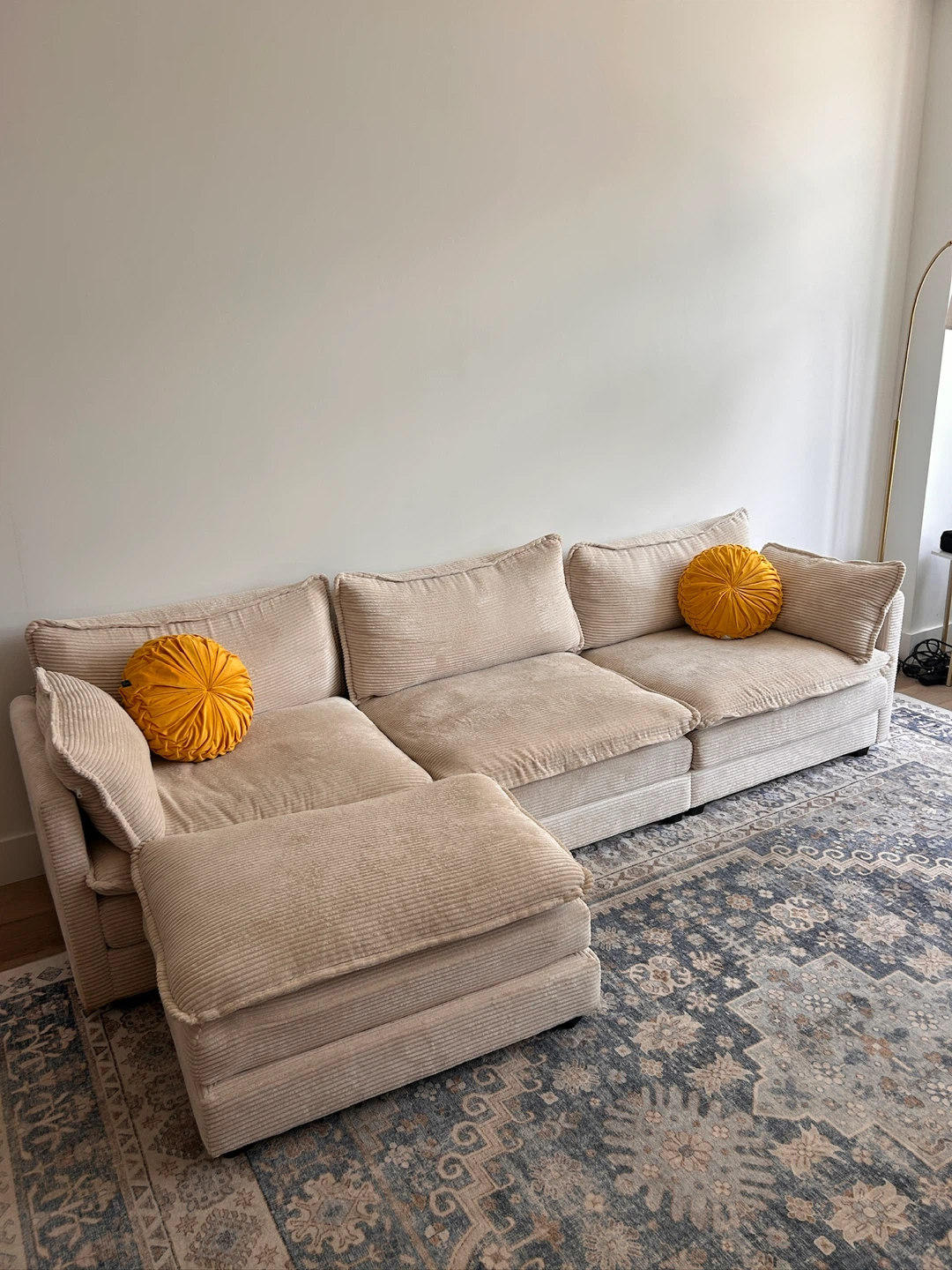 Modular Sectional Sofa - Corduroy Cream Color - photo 4
