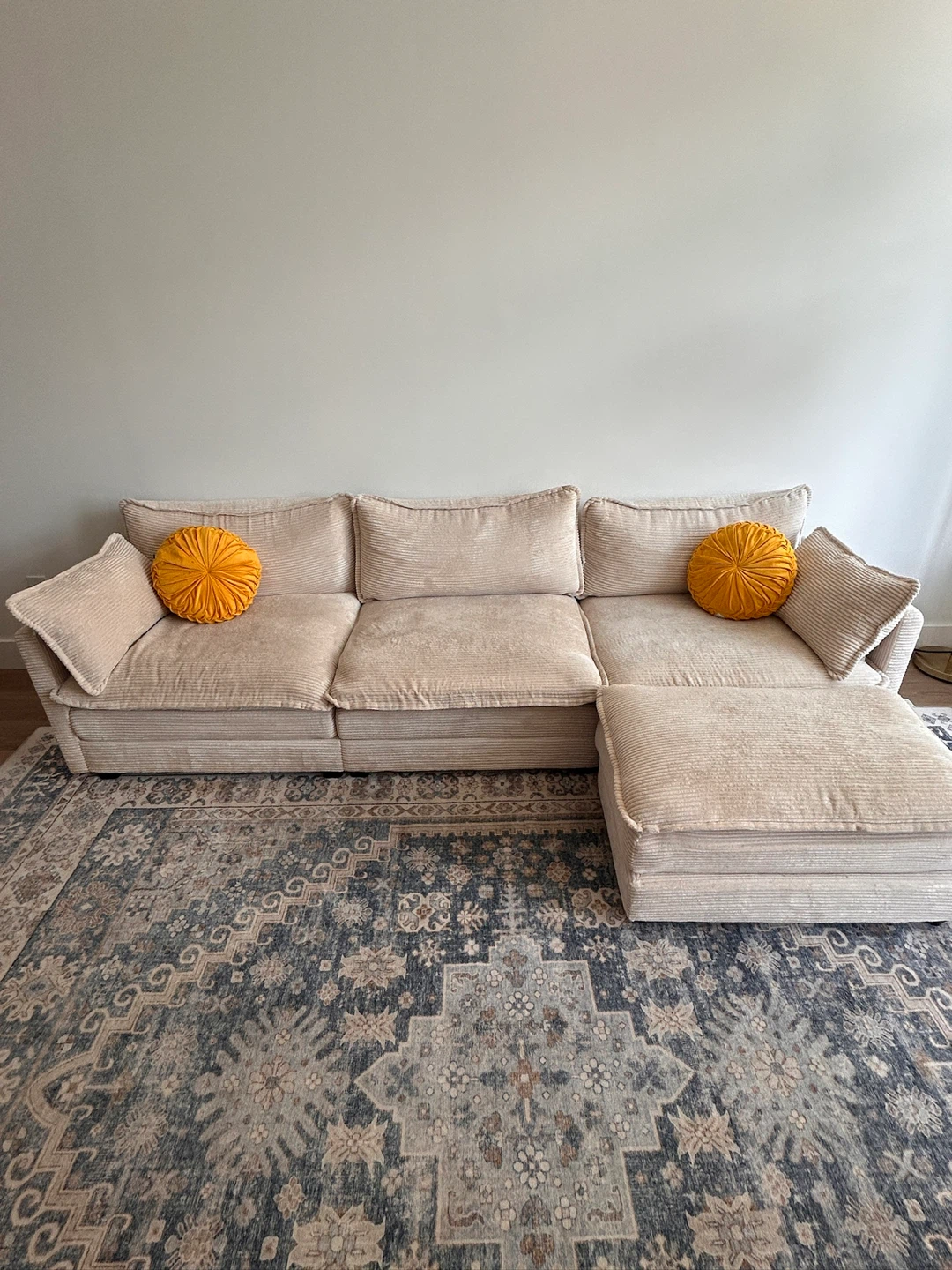 Modular Sectional Sofa - Corduroy Cream Color - photo 2