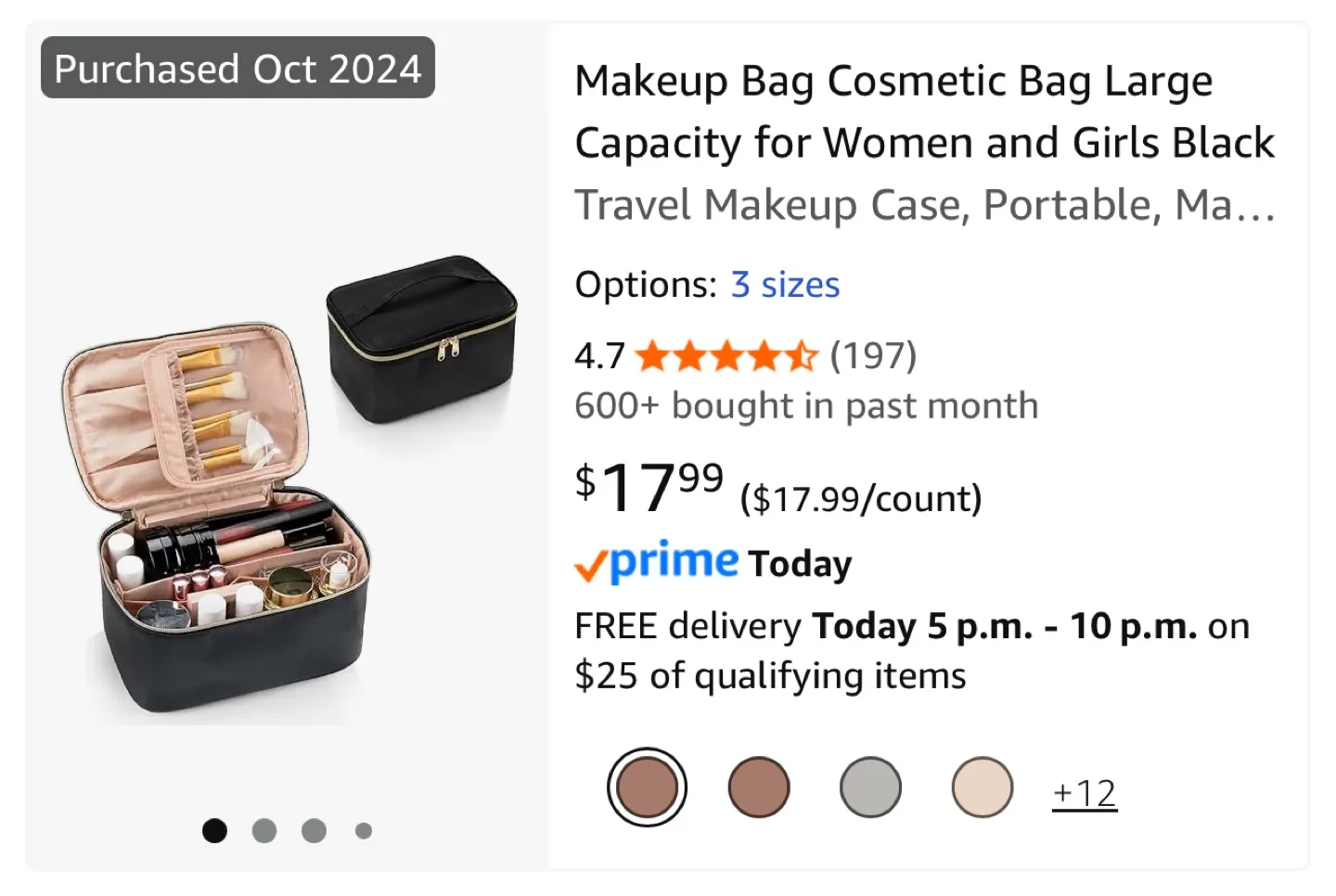 Black Makeup Bag Cosmetic Bag - Large Capacity image indicator(5)