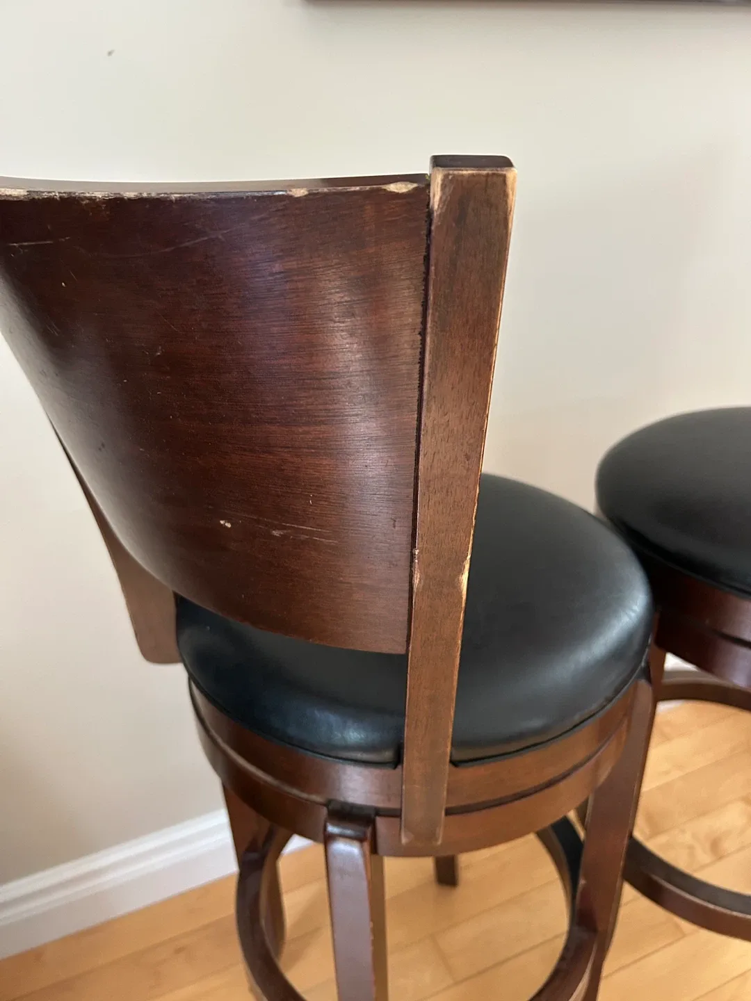 Set of 2 Brown Wood Bar Stools image indicator(3)