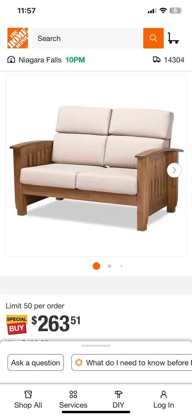 Beige Fabric and Wood Loveseat image indicator(6)