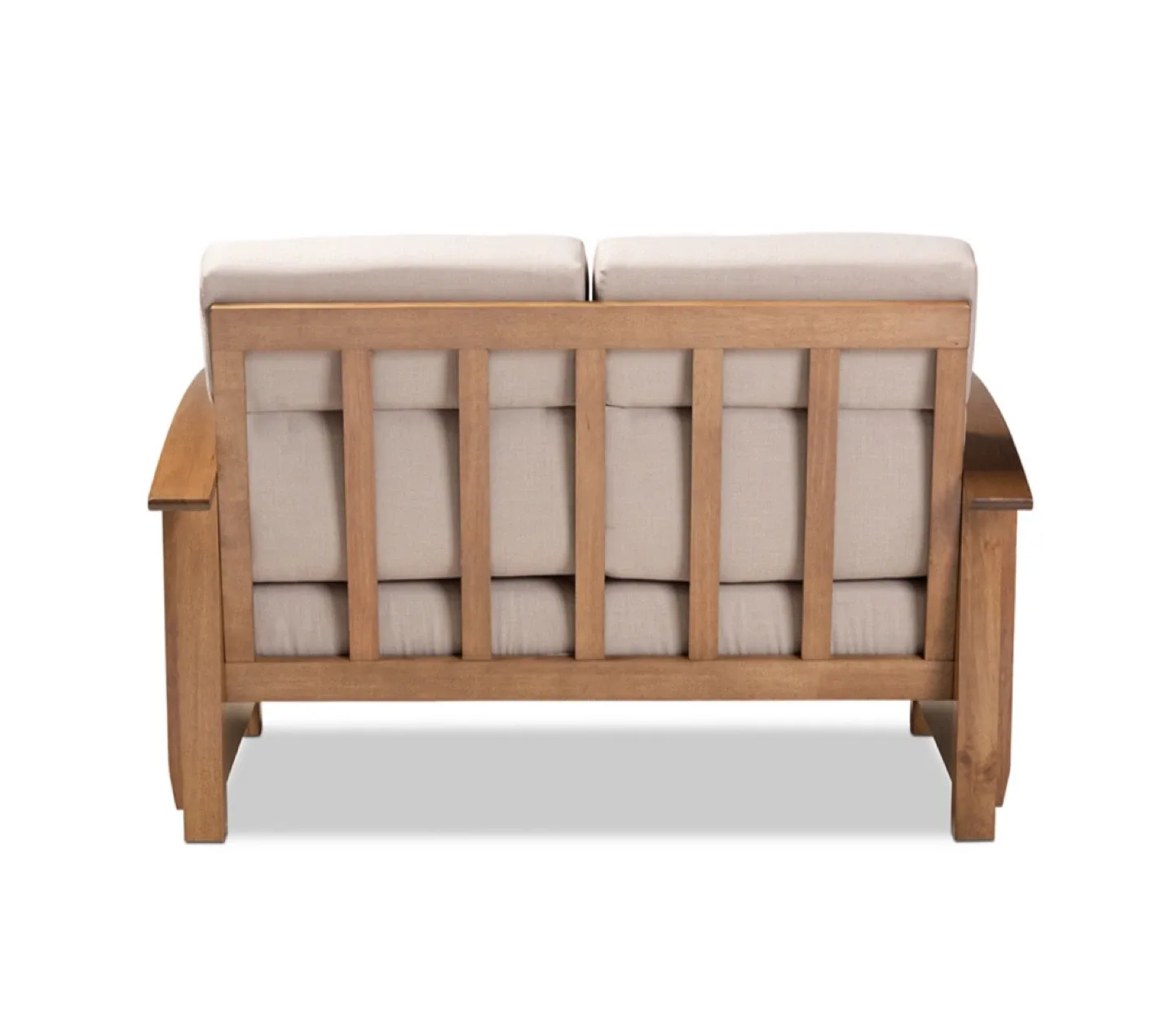 Beige Fabric and Wood Loveseat image indicator(4)