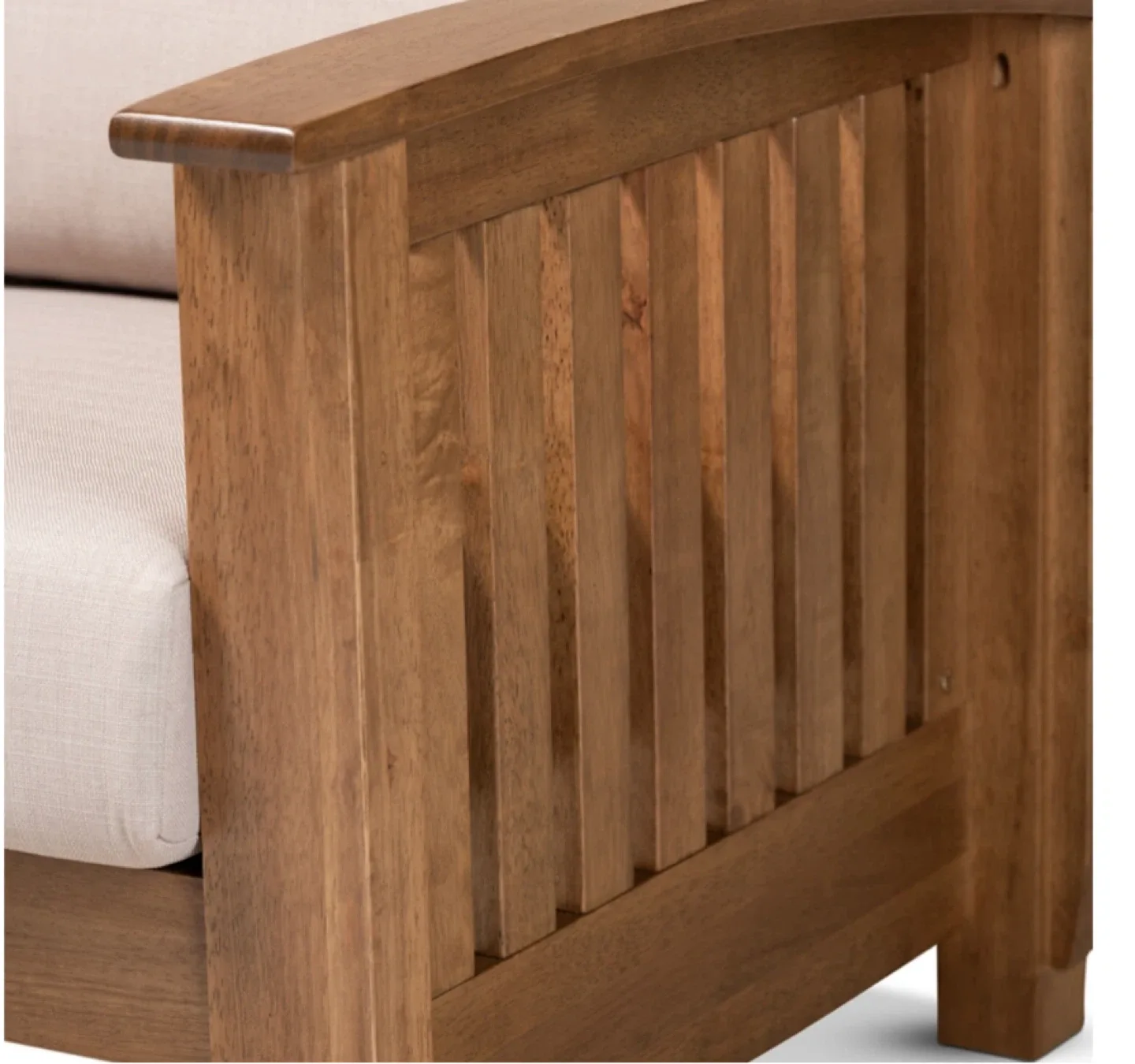 Beige Fabric and Wood Loveseat image indicator(3)