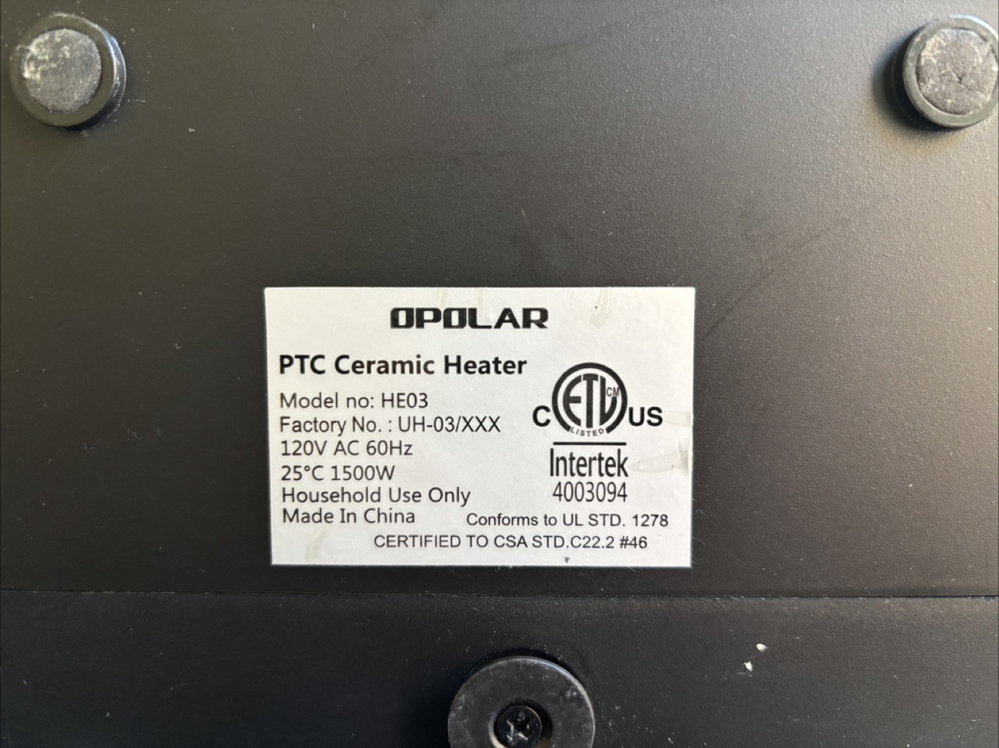 OPOLAR Ceramic Space Heater - photo 3