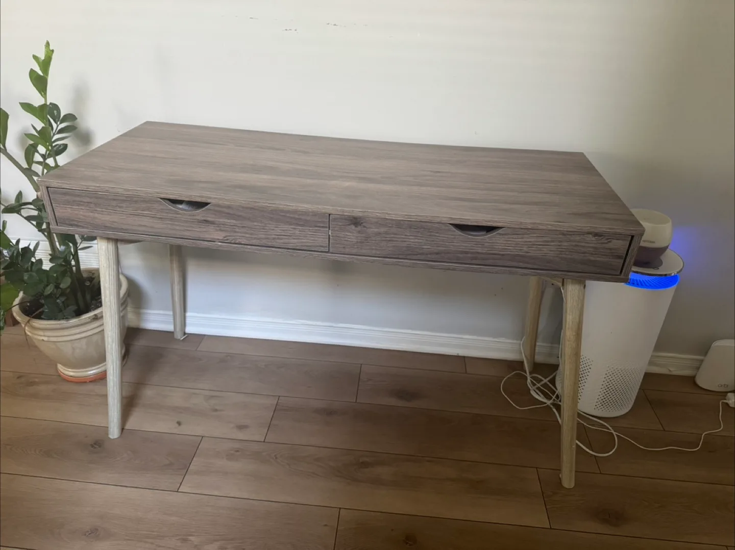 Wood Desk with Drawers