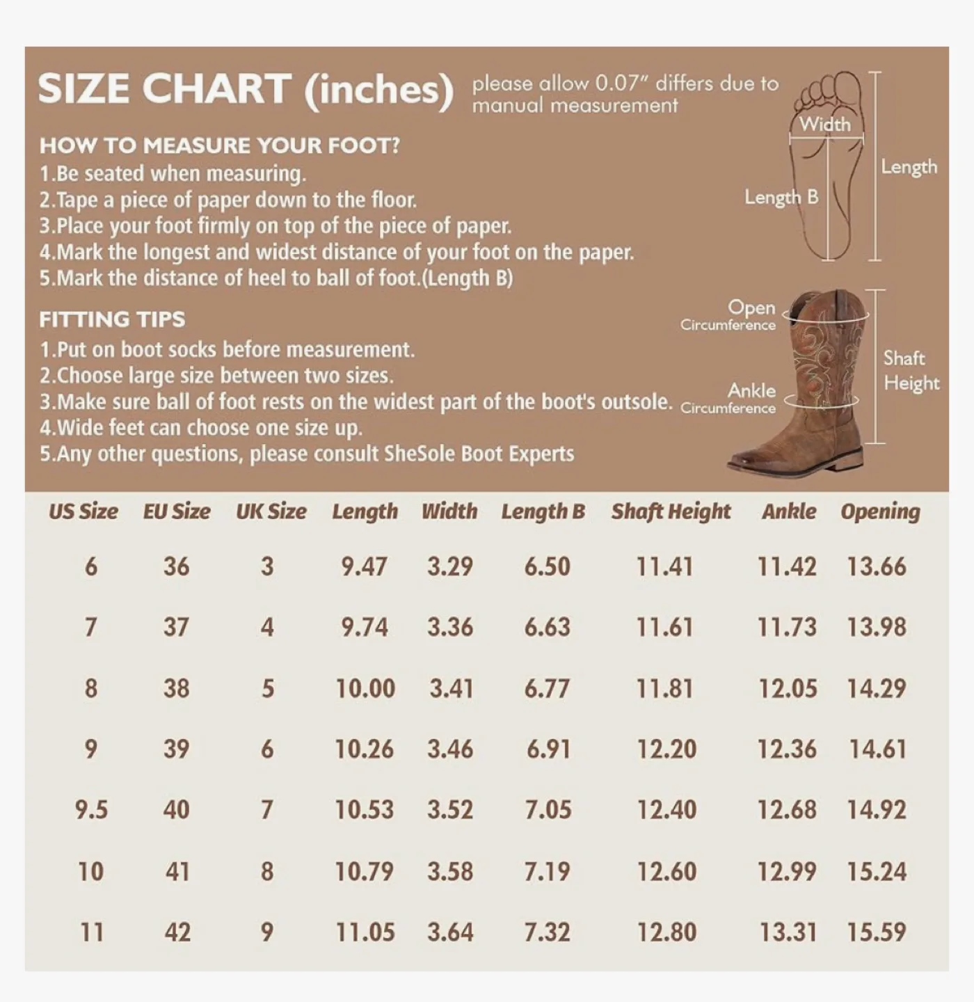 Ladies Embroidered Cowboy Boots - Size 7 (Wide Width & Calf) image indicator(3)