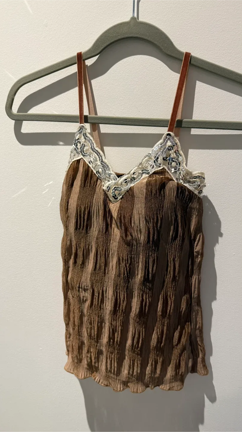 Brown Top with Lace Detail thumbnail