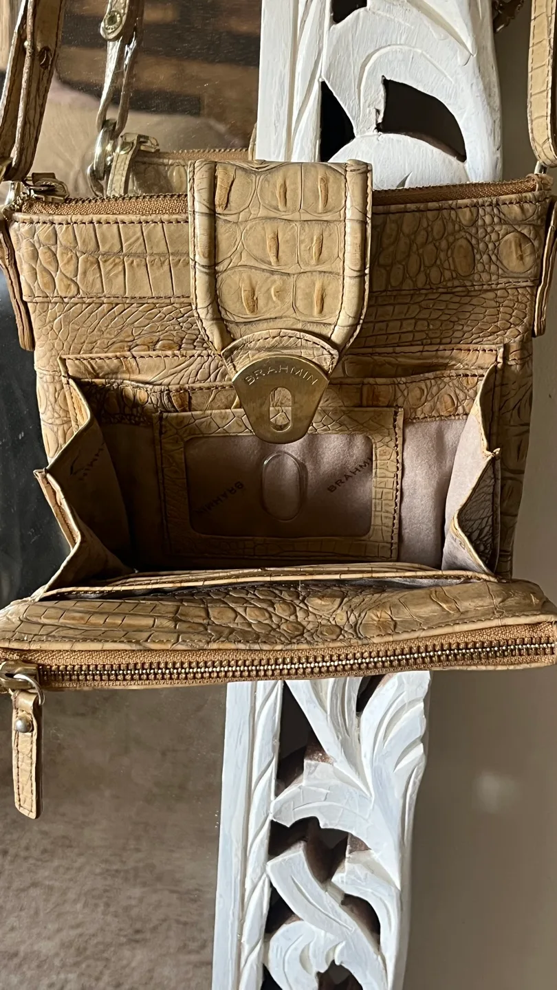 Brahmin Croc Embossed Leather Crossbody Bag image indicator(9)