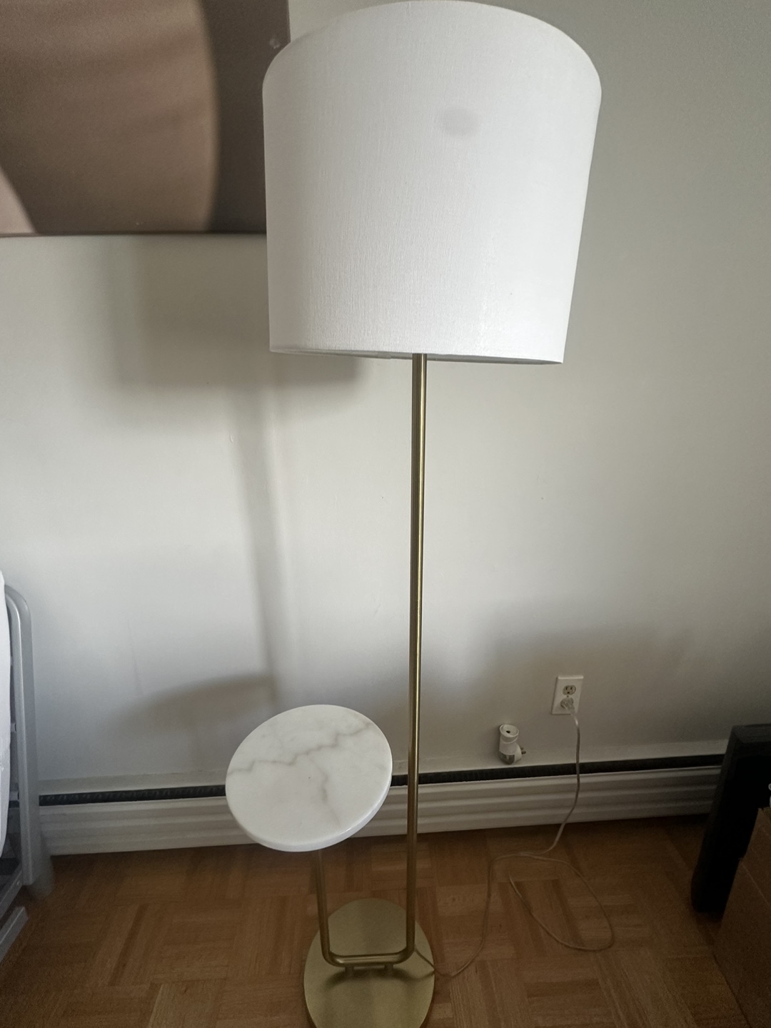 Gold Floor Lamp with Marble Side Table - photo 2