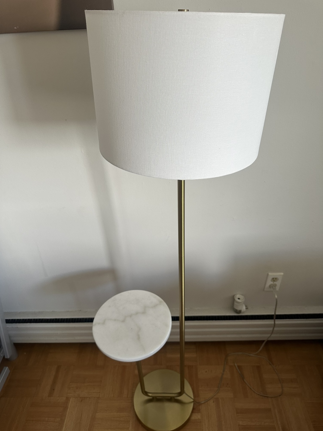 Gold Floor Lamp with Marble Side Table - photo 3