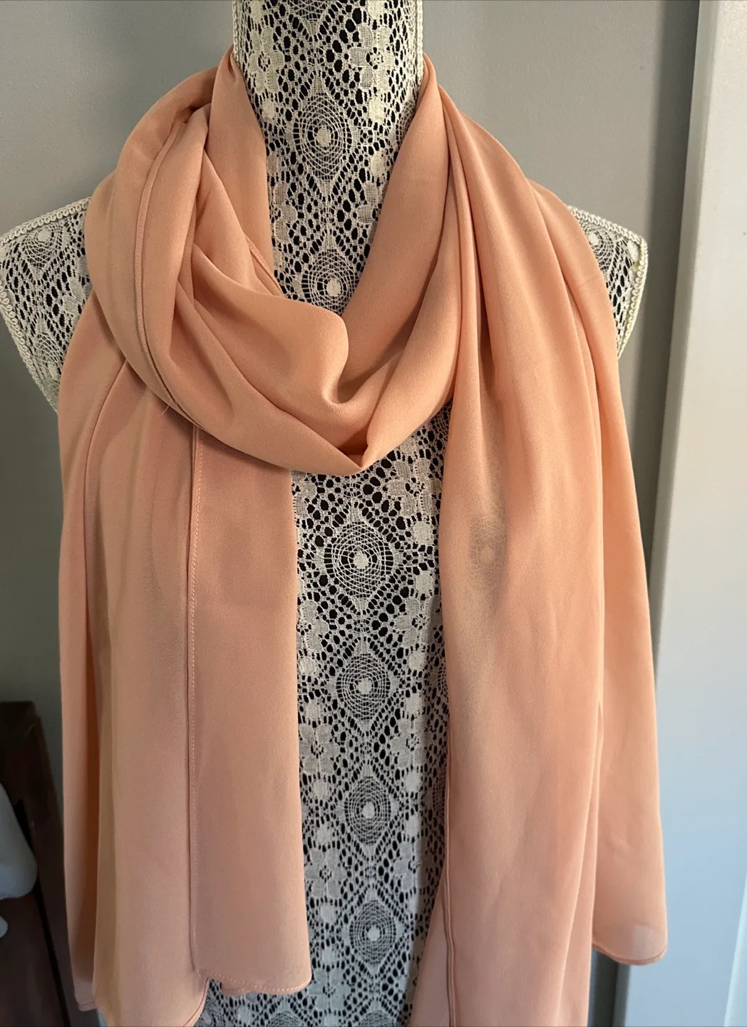 Peach & Grey Chiffon Scarves thumbnail