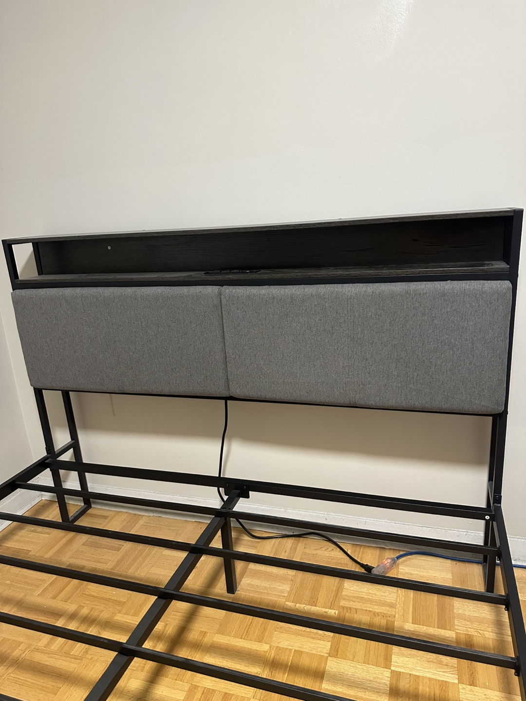 Queen Bed Frame with Headboard Shelf & USB Ports - photo 4