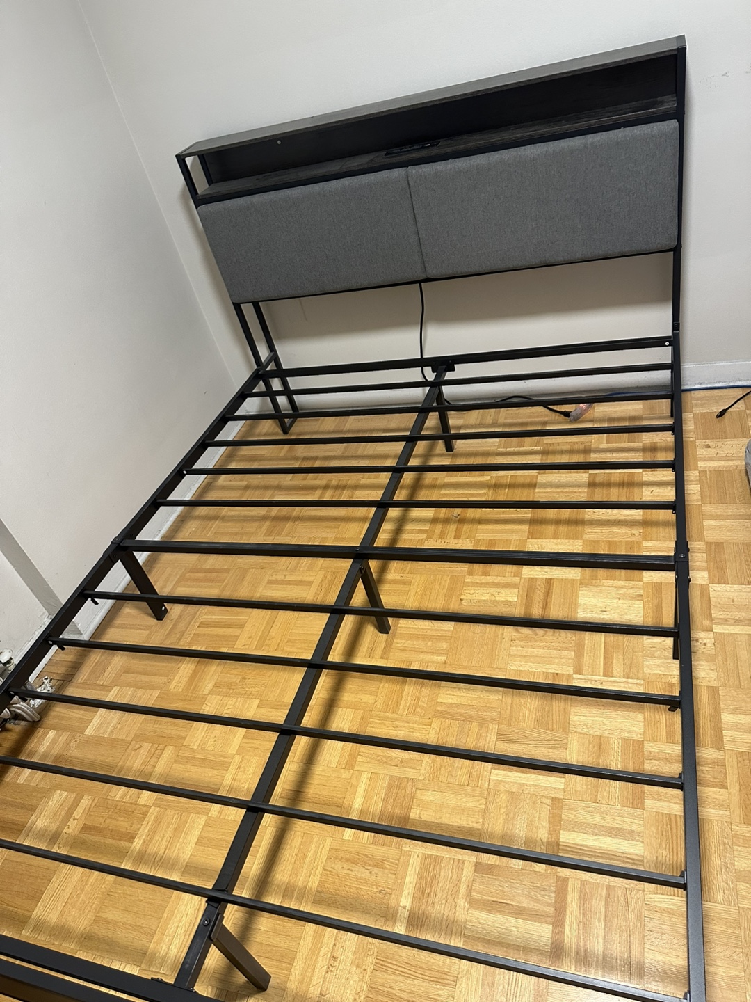 Queen Bed Frame with Headboard Shelf & USB Ports - photo 3