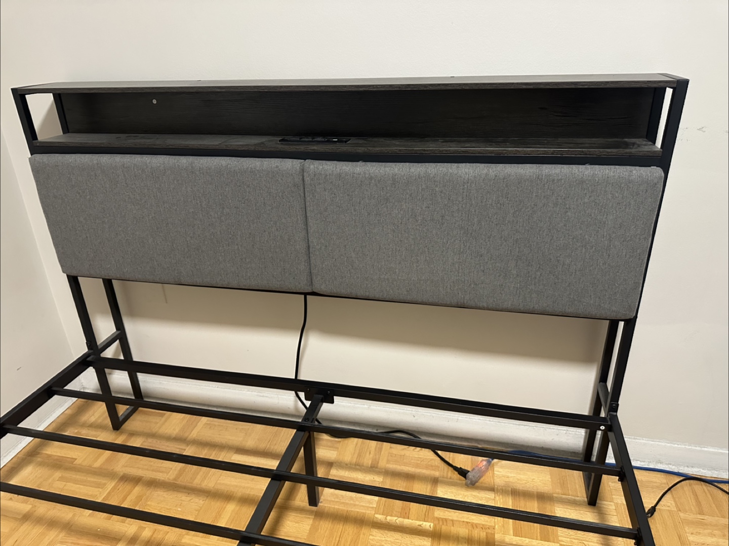 Queen Bed Frame with Headboard Shelf & USB Ports - photo 2
