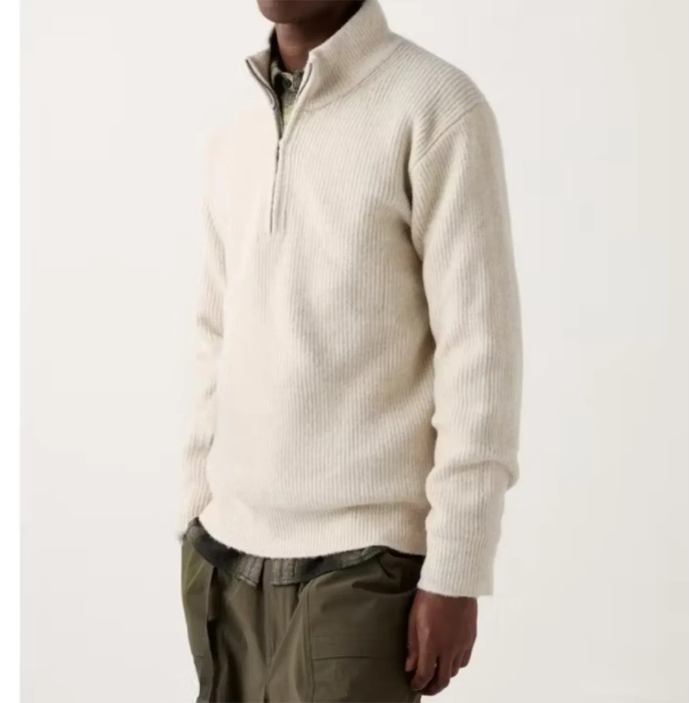 Cream Knit Half-Zip Sweater thumbnail