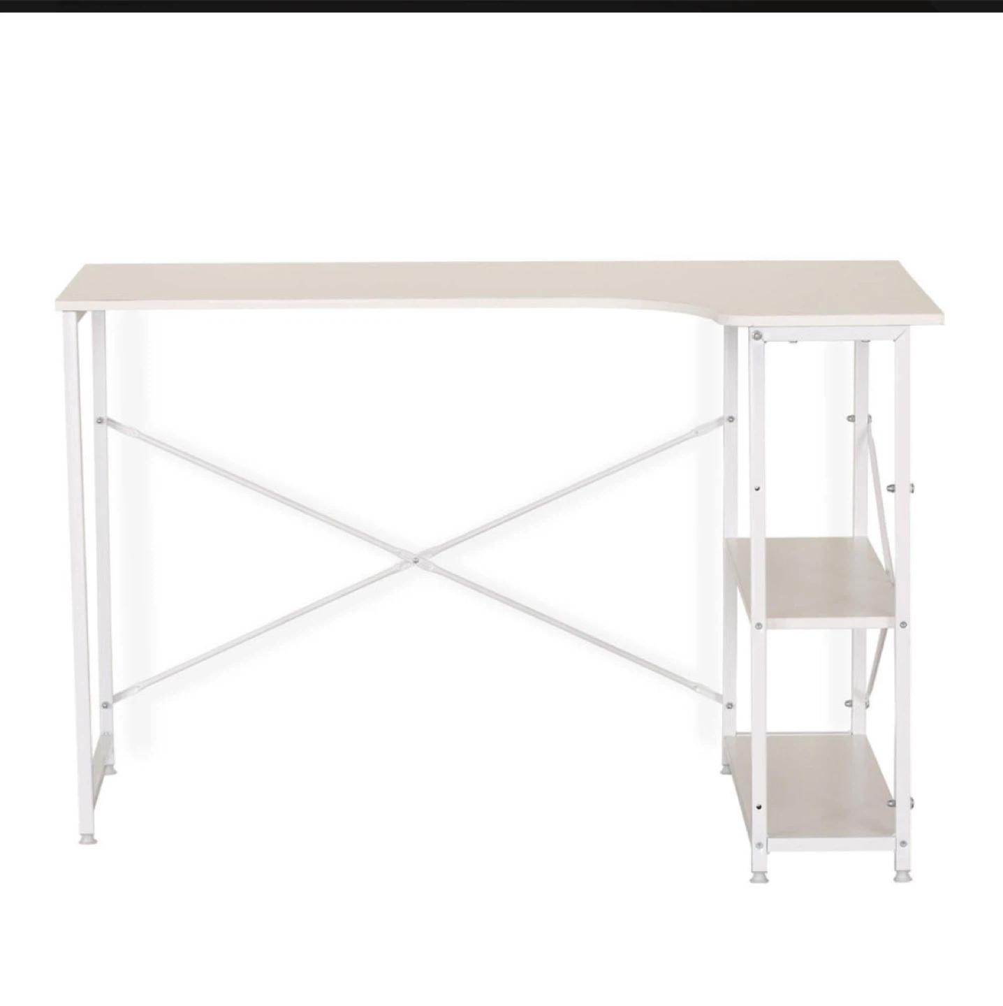 White Corner Desk with Shelves