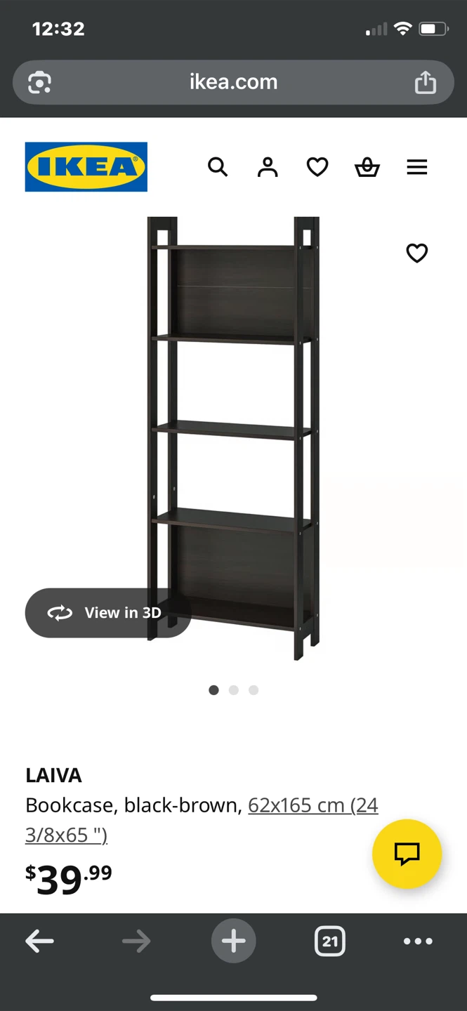 IKEA LAIVA Bookcase, Black-Brown, 62x165 cm