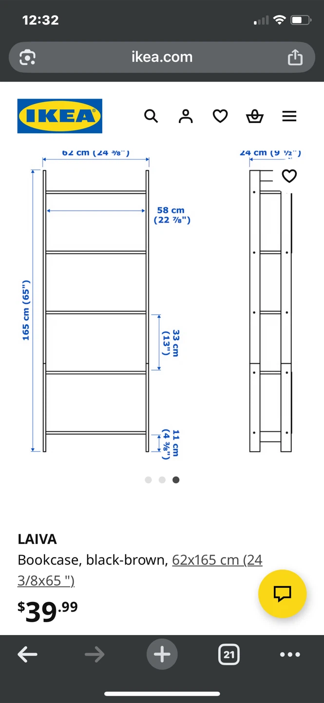 IKEA LAIVA Bookcase, Black-Brown, 62x165 cm - photo 2