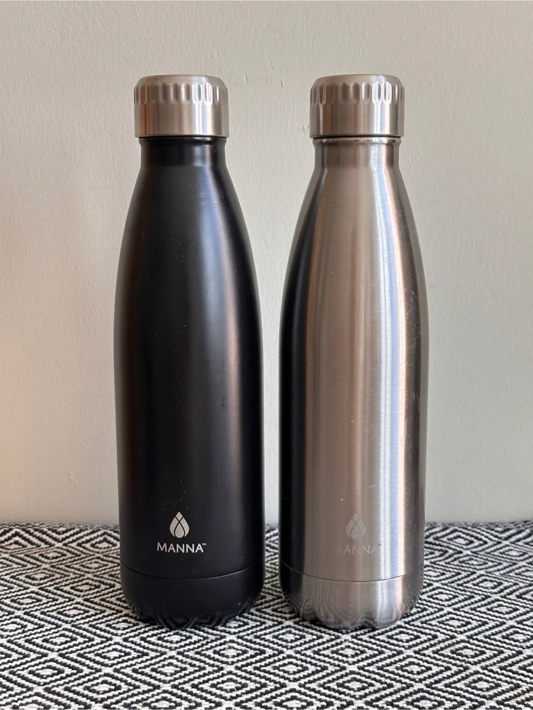 Manna Water Bottles - Black and Silver thumbnail