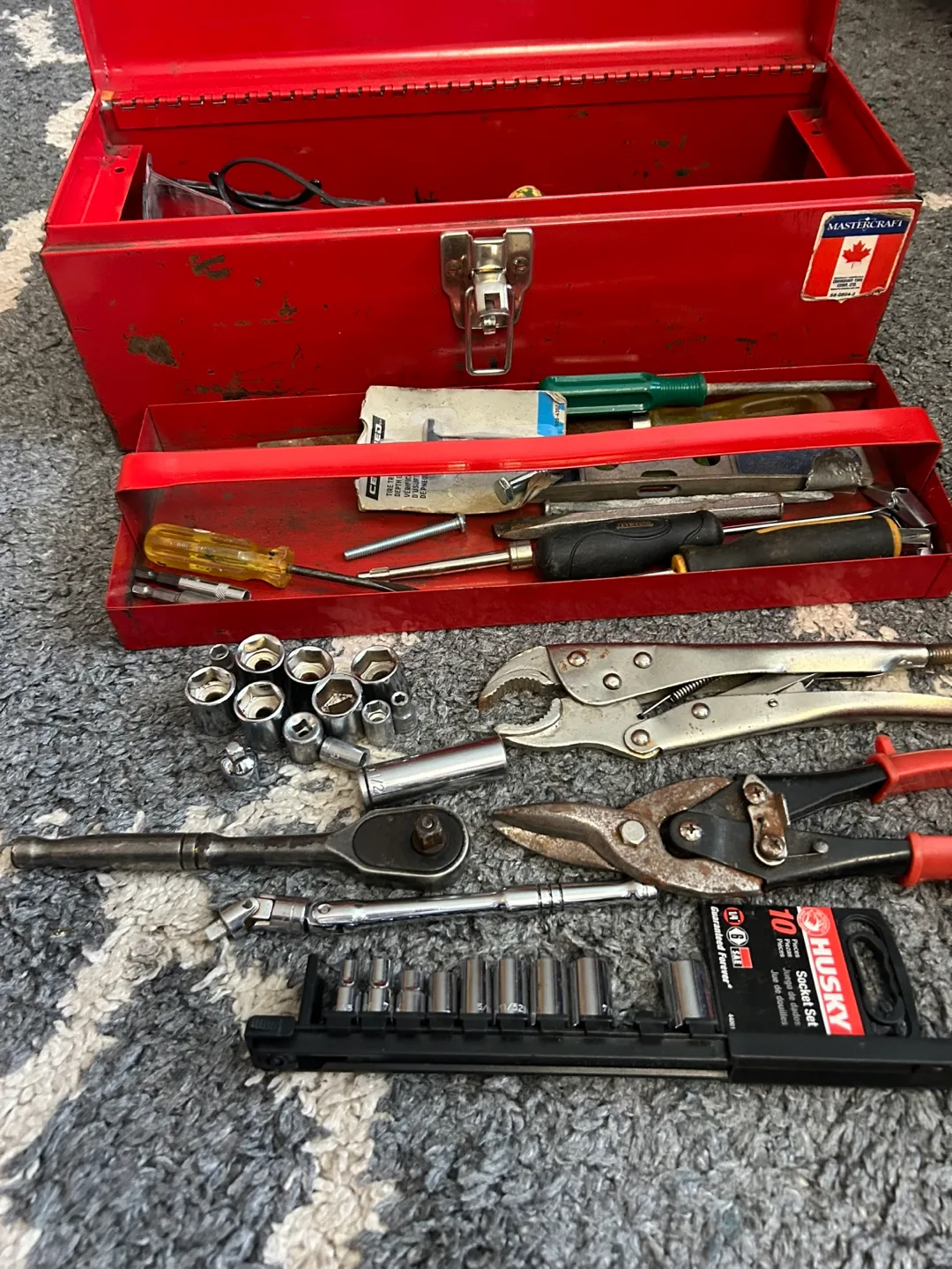 Mastercraft Red Metal Toolbox with Tools thumbnail