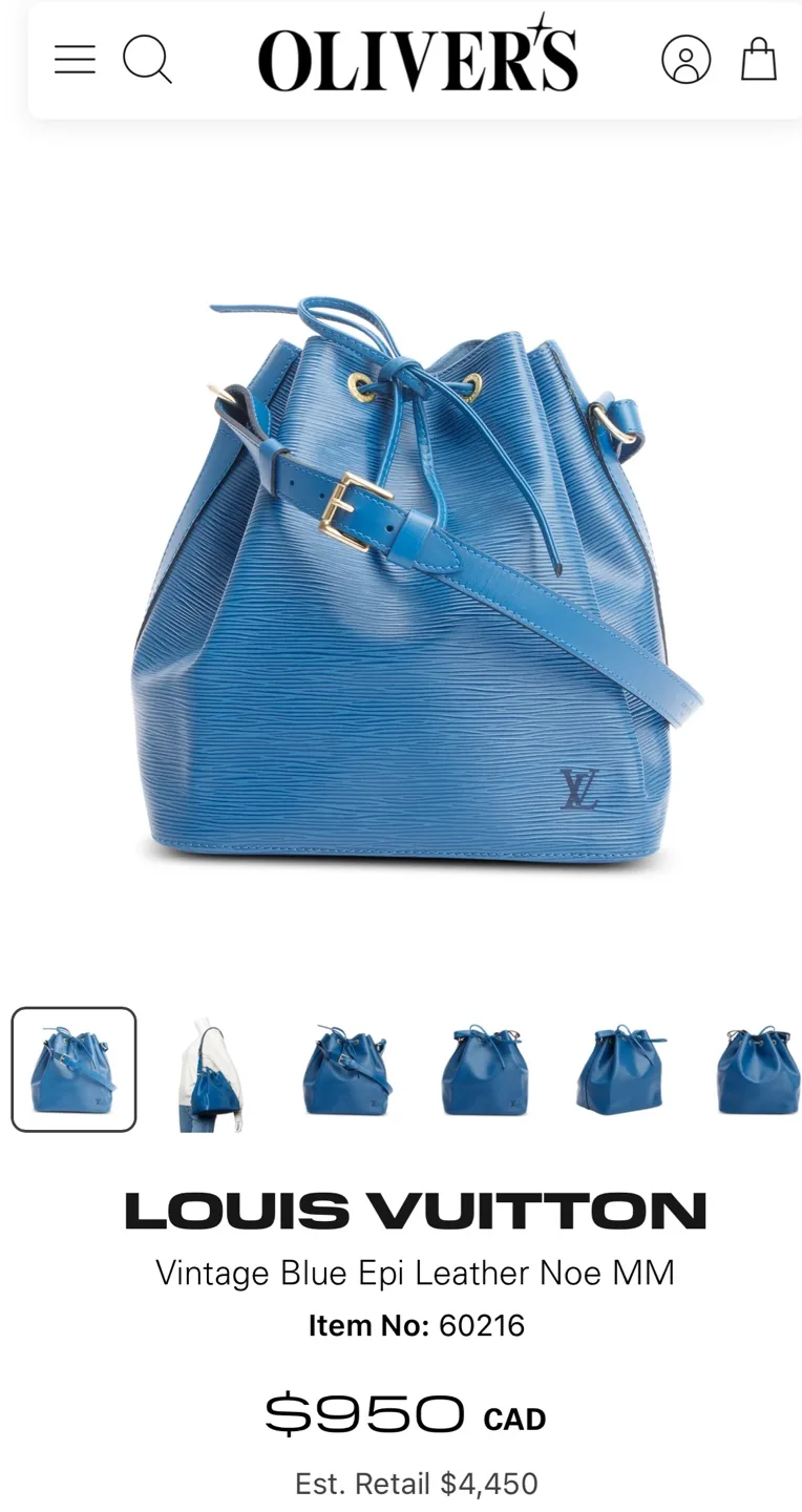 Louis Vuitton Blue Epi Leather Noe MM Bucket Bag thumbnail