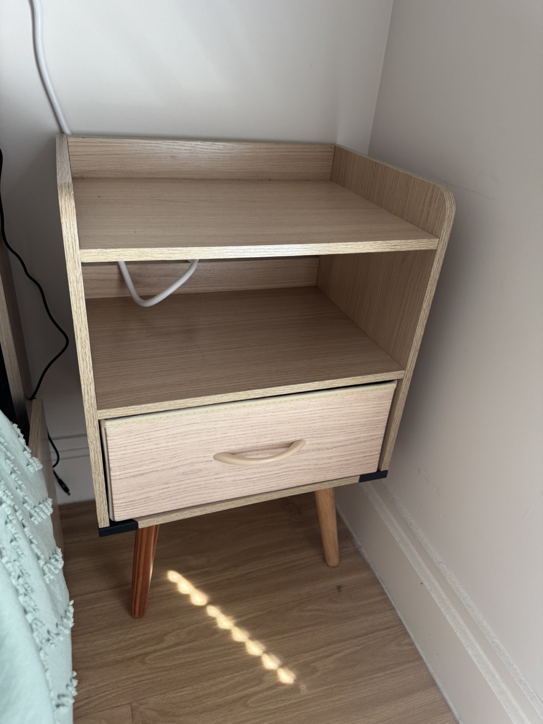 Wood Nightstand with Drawer & Shelf - photo 2