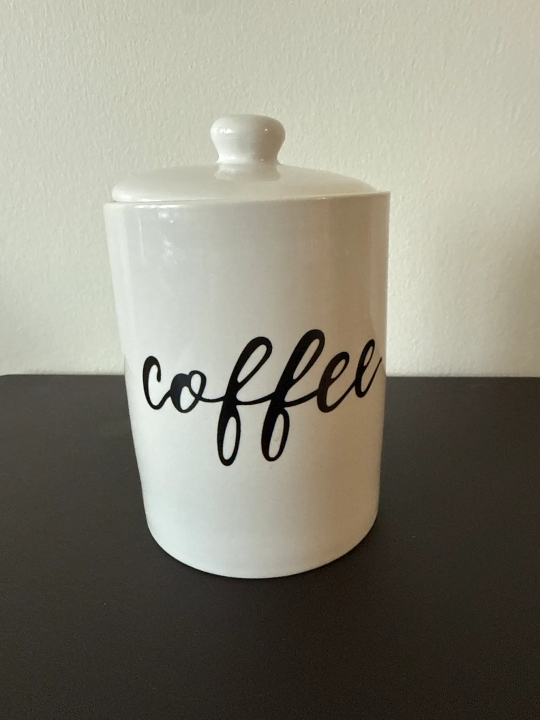 🚚Moving sale White Ceramic Coffee Canister thumbnail
