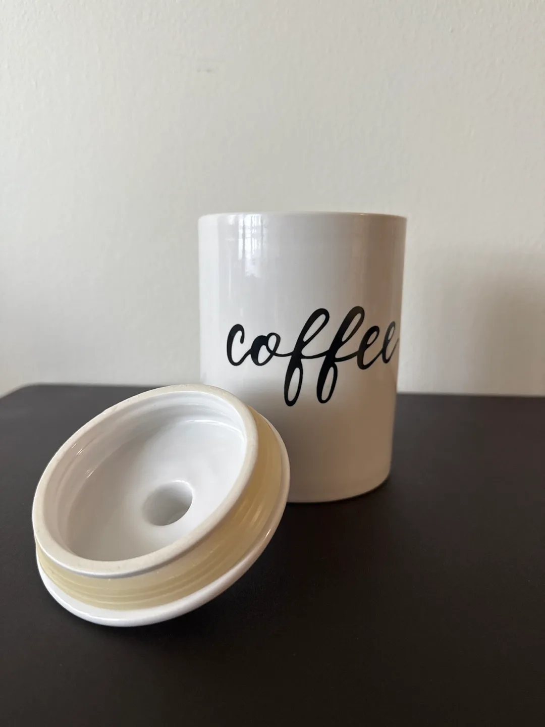 🚚Moving sale White Ceramic Coffee Canister image indicator(2)