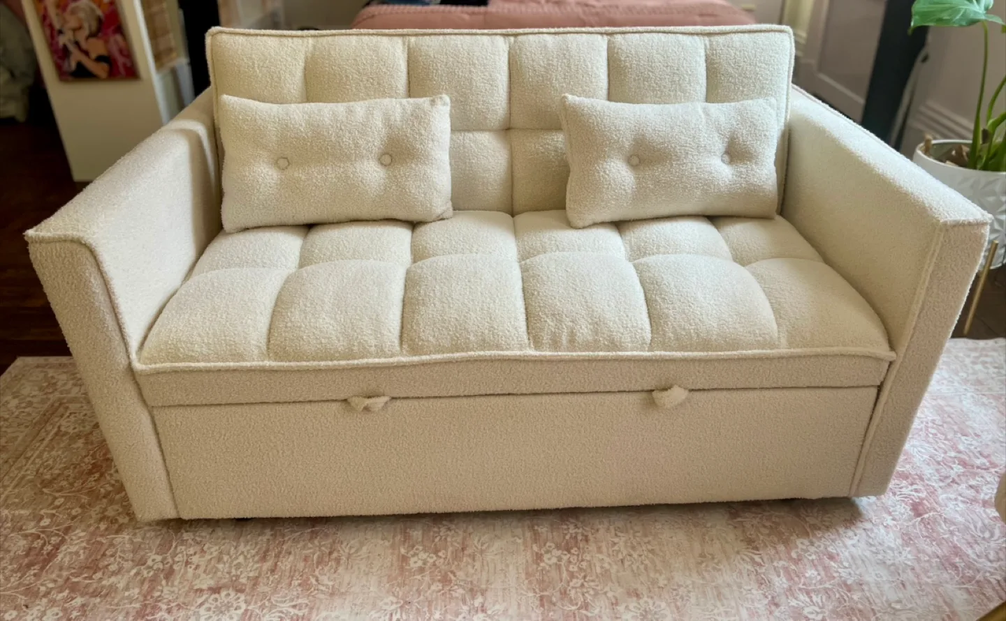 Convertible Sofa Bed - Ivory White thumbnail