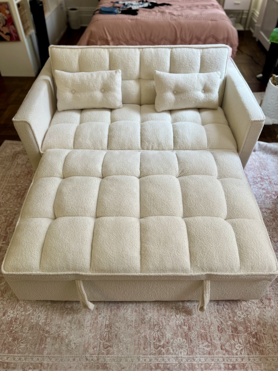 Convertible Sofa Bed - Ivory White - photo 2