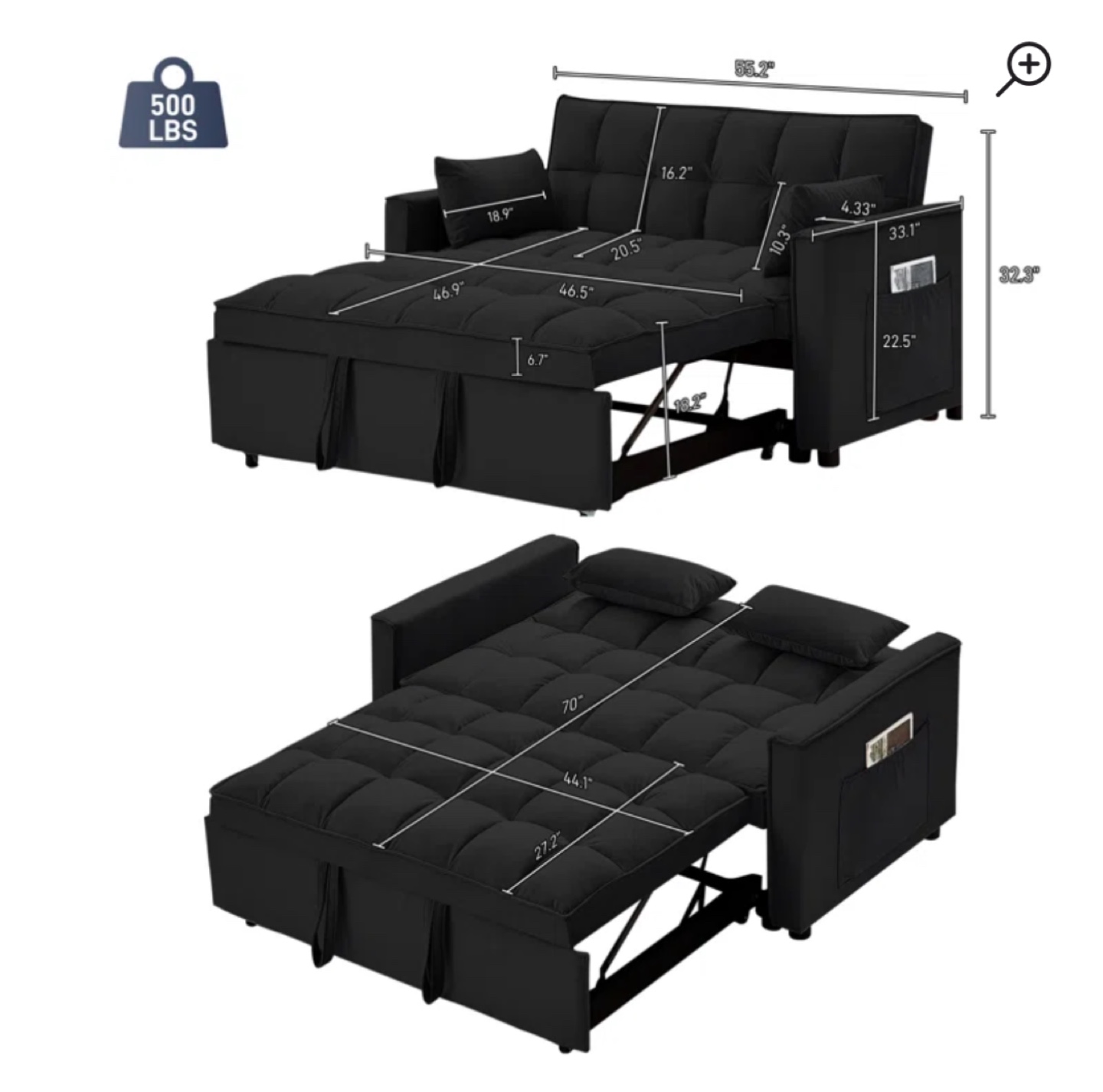 Convertible Sofa Bed - Ivory White - photo 4