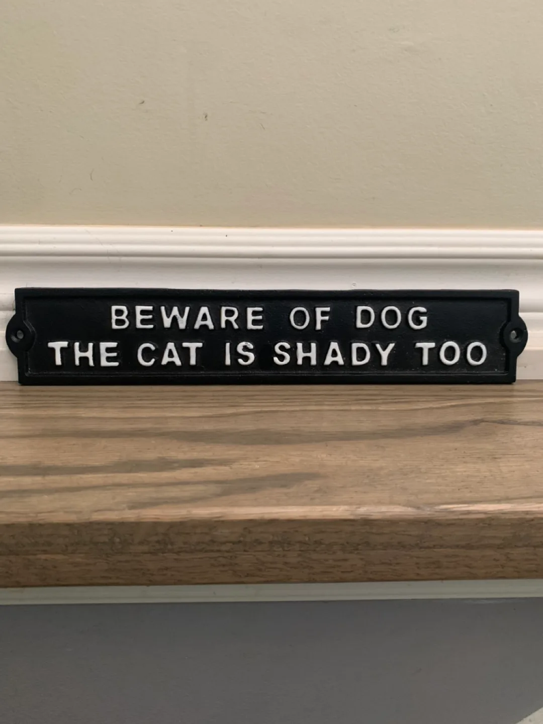 "Beware of Dog, The Cat is Shady Too" Sign thumbnail